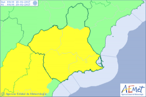 Aviso amarillo por riesgo de nieve emitido por AEMET