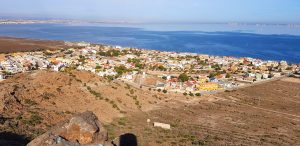 El Mar Menor, un medio día de invierno, con vistas a Punta Brava, desde vértice geodésico Carmolí (113 m). 24-XI-2017